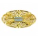 Oval perforated brooch with aquamarine stones, gilded 54x28 mm