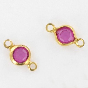 Channel with Swarovski stone, fuchsia 9x5 mm