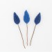 Striped leaf on copper stem, dark blue 17x7 mm