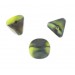 Cut marbled bead, 3 facets, green black 13 mm